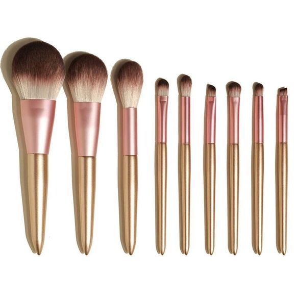 Makeup Brushes Professional Makeup Brushes Sets 9 Pcs Golden Make-up Brush Sets - Picture 8 of 8